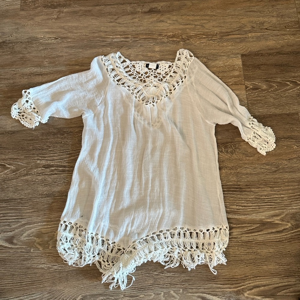 white flowy beach coverup